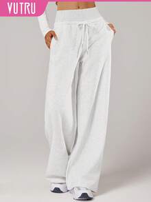 VUTRU 高腰带口袋休闲哈伦裤，阔腿裤，适合日常街头穿着，秋冬季紧身裤 - 淺灰色 - 查看 1