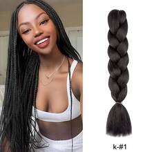 24英寸渐变色编织接发，紫色巨型编织假发 - 高温合成钩编辫子，适合所有肤色，日常佩戴 - 彩色 - 查看 6