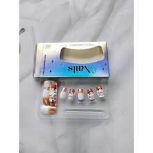 24 Pcs Fall Thanksgiving Orange Press On Nails Short Square - ZWENJIE Cute Glitter Fake Nails Press Ons Nail Art Tips With Autumn Leaves Lattice Design Full Cover Acrylic False Nails Glue On Nails Kit - 款式 J04 - 查看 6