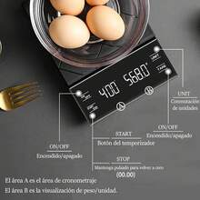 Báscula Digital de Cocina con Pantalla LED y Temporizador 0,1-3 kg - 3 kg - Ver 3