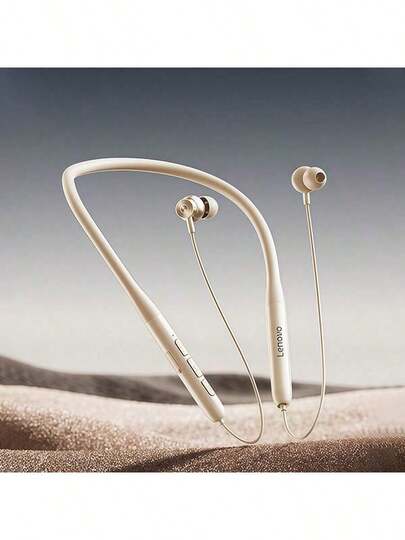 Lenovo E500 Neckband Bluetooth Earphones, Professional Running And Exercise Equipment, Long-Lasting Battery Life, Magnetic Anti-Loss Design, Comfortable Fit Around The Neck, Recommended For Fitness Training, Moon Rock White