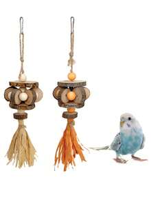 1 pieza Palo de masticar de madera de manzano para loros, suministros inteligentes para aves, accesorios de jaula de pájaros, juguetes para loros (todos los colores de los accesorios se ensamblan y envían aleatoriamente)