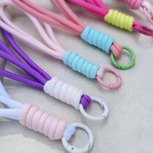 Cordão de Celular Curto na Cor de Macaron, Feito à Mão, Alça de Pulso Unissex