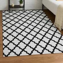Jacquard Living Room Bedroom Rug 1.00 X 1.40 Various Prints Non-Slip - 白色蔓藤花紋 - 查看 2