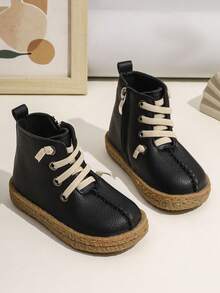 1 Paar Baby bequeme einfache Seitreißverschluss flache rutschfeste Knöchelstiefel, geeignet für den täglichen Outdoor-Gebrauch, Herbst/Winter