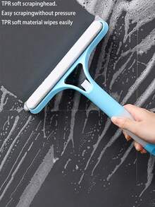 3-In-1 Multi-Functional Glass Cleaning Tool With Sprinkler, Polypropylene (PP) Plastic, Handheld Window, Tile, Windshield, Mirror Cleaning Tool, For Bathroom, Kitchen, Living Room, Bedroom, Toilet - Efficient Mirror And Window Scraper