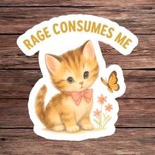 1 miếng dán hình mèo con giận dữ buồn cười Rage Consumes Me, miếng dán vinyl hài hước về sức khỏe tâm thần, quà tặng động vật dễ thương, miếng dán ốp lưng điện thoại hình chai nước máy tính xách tay châm biếm, phụ kiện hoàn hảo cho mọi người muốn thể hiện sự hài hước và thái độ hỗn loạn của mình trước những thử thách của cuộc sống - Nhiều màu - Xem 1