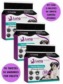 Kit Of 3 Activated Charcoal Hygienic Mats 50x60cm 90 Units For Dogs - 黑色 - 查看 3