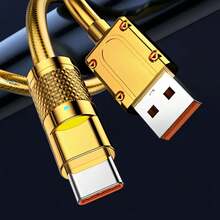 120W Fast Charging Type C Cable - Suitable For Samsung S24 S23 S23,  14 13 11, Redmi,  Mate 40 30, Honor, OPPO, VIVO, And Oneplus Ultra Fast USB To Type C Car Charger Cable - Input Power Over 80W, Made Of PVC, Output Power Over 80W - 2 mét / 6,6 feet / 78,74 inch - Xem 2