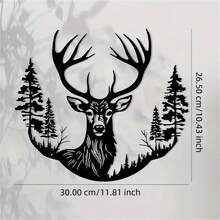 1PC Deer And Tree Metal Wall Art, Iron Sculpture With Majestic Stag And Forest Scene - Perfect For Home, Patio, Balcony Decor - Ideal Gift For Housewarming, Weddings, Mother's Day, Father's Day, Deer Home Decor Christmas Decorations Room Decor Christmas