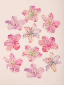 10pcs/Pack Large Size Crystal Ink Flower Stickers, PET Material, Decorative For Scrapbooking, Watercolor Plants - Multicolor - View 1
