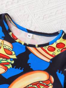 Boys Pyjama Set Cute Cartoon Hamburger Print Long-Sleeved Kids Home ClothesTwo-Piece Set