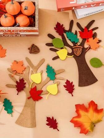 [毛毡树工艺] 经典毛毡树工艺套件 - 96 件 DIY 家居装饰，无需电力 - 秋季、感恩节、万圣节、复活节、装饰品