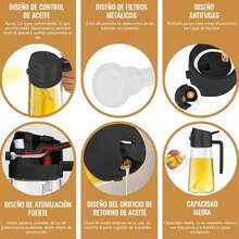 2 piezas Botellas dispensadoras de vidrio premium de 8. 45 Oz para aceite y vinagre - Diseño cuadrado a prueba de fugas con dispensadores de bomba negra, ahorra espacio, apto para viajes, aceite de oliva, condimentos, cocina y despensa, aceitero de cocina, almacenamiento de condimentos, artículos esenciales de cocina moderna - 1 - Ver 4