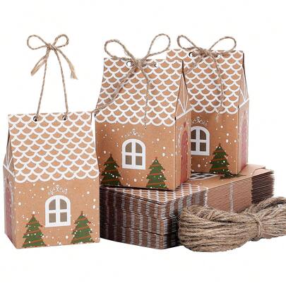 50/30/5PCS Large Christmas Party Gift Boxes, Christmas Favour Boxes Table Gifts Boxes, Festive Gift Wrapping Boxes For Christmas Party Decor Advent Calendar DIY