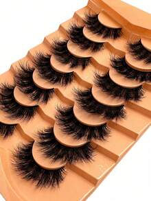 7 Pairs Dramatic False Eyelashes, 3D Faux Mink Lashes, Full Strip Lashes, Natural Looking Lashes, Fluffy And Thick Lashes, Thin Line Lashes, Cat Eye Lashes