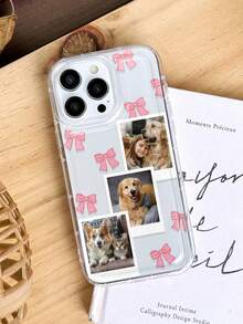 1 pieza Funda de teléfono personalizada con dibujo de lazo y mascota, funda protectora de teléfono a prueba de golpes y gruesa, adecuada para iPhone 11, 13, 15, 16 Pro Max