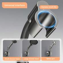 1个枪灰色吸盘式淋浴支架 - 无需钻孔壁挂式ABS塑料浴室收纳架，强力粘胶淋浴喷头支架，适用于现代浴室，夏季新品及复活节礼物，浴室配件，时尚设计，表面抛光