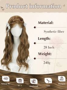 2,5 * 0,1 cm U-Teil Synthetische Spitzenfront-Perücke, ungeklebt, hitzebeständig, für Frauen & Mädchen, Alltagsgebrauch und Partys, 71 cm (1 Perückenkappe), braun, lange, wellige, lockige Perücke mit vorausgerissener Spitze