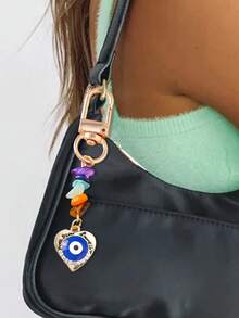 1 buc breloc la modă cu ochi de diavol, pandantiv breloc cu piatră prețioasă colorată, portofel drăguț pentru breloc, pandantiv pentru cheie de rucsac auto, accesorii pentru cutie pentru căști, potrivit pentru femei, pandantiv pentru geantă, cadou breloc bijuterii DIY lucrate manual, pandantiv protector la modă pentru prieteni, iubiți, cupluri, cadou perfect pentru prieteni și familie