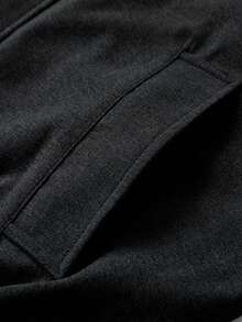 Plus Size Men's Turndown Collar Outdoor Casual Fashion Jacket, Autumn/Winter - Black - View 7