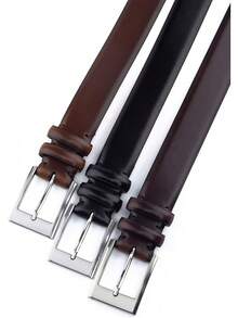 Genuine Leather Dress Belts For Men - Mens Belt For Suits, Jeans, Uniform With Single Prong Buckle - 1233 干邑 - 查看 4