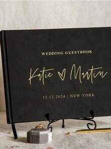 1pc Personalized Black Horizontal Wedding Guest Book, Customized Wedding Memorial Photo Album, Mr. & Mrs. Signing Book,Multi-Functional, ,Ornamental,Reusable,Exquisite,Stylish,High-Quality,Colorful,Modern,Custom,Personalized,Unique,Ideal Gifts For Him,Ideal Gifts For Her,Boyfriend,Dad,Girlfriend,Mom,Family,Friends,Tea Room,Home,Garden,Office,For Anniversaries,For Valentine's Day,For Mother's Day,For Birthdays,For Father's Day,For Graduation,For Weddings,For Housewarming,Home & Living,Haunt Your Home, Autumn Home Refresh