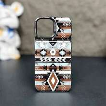 Teléfono Retro Western Cowboy Style Pattern Phone 16 15 14 13 12 11 Pro Plus Funda de lujo para teléfono móvil a prueba de golpes - Negro - Ver 2