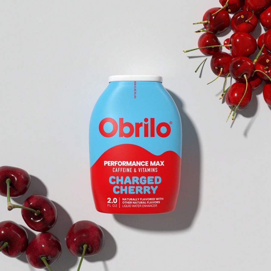 Obrilo Performance Energy Dye Free Water Enhancer - L-Theanine + Taurine + Vitamin Complex + Ginseng + Guarana Seed - Cherry Charge - 查看 1