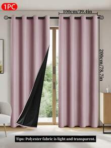 1pc Full Blackout Curtain Panel With Thermal Insulated Lining, Lightweight Polyester Fabric, Top Eyelet Design, Suitable For Living Room, Bedroom, Kitchen, Bathroom, Home Decor - Pink - View 12