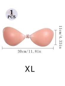 1 Pair Apricot & Pink 2 Color Options Sticky Backless Strapless Bra, Reusable Soft Silicone Bra With Nipple Cover, Oval Yoga Running Sports Party Swimming Chest Fixing Gather Lift Function Silicone Material, Super Strong Silicone Invisible Bra, Wedding Bra, Women Summer Underwear