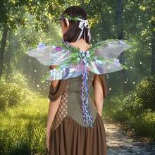 Butterfly Wing For Women, 3D Flower Fairy Sheer Wings Halloween Cosplay Supplies - 藍色 - 查看 4