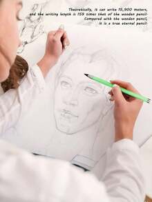 6支装无限铅笔,无需削尖,永不干涸,无需墨水,可爱无限笔,美术用品,学校文具,笔尖橡皮擦,铅笔 - 綠色 - 查看 3