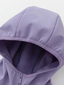 Balabala 2025 Autumn Girls Waterproof Fleece Outdoor Jacket - Purple - View 9