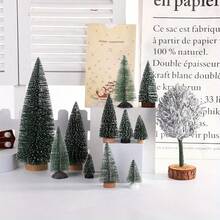5pcs/Set Mini Christmas Tree Desktop Decor, DIY Pine Needle Christmas Tree With Snow, Christmas Desktop Tree, Christmas Home Decoration Christmas Decorations Room Decor Winter