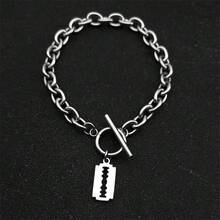 Hip Hop Razor Blade Shape Bracelet For Women Men Stainless Steel Silver Color Pendant Ot Buckle Bracelet Fashion Jewelry - Pendant Bracelet - View 8