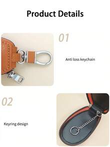 CyberDyer Duża pojemność, brelok do kluczy, skórzany futerał na klucze z zamkiem błyskawicznym, skórzany organizer na klucze i monety, dla mężczyzn i kobiet
