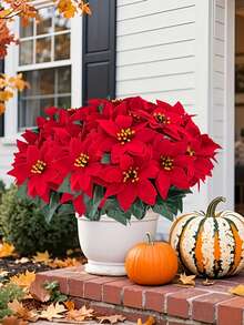 1/3/6/10pcs Artificial Poinsettia Flowers, Silk Red Christmas Flower, For Christmas Tree Decoration, Table Centerpiece, Wedding Decoration, Home Decoration, Room Decoration, Wreath Decoration