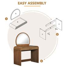 MERAX 39" Makeup Vanity Table With Mirror Touch Screen Lighted Mirror, Dressing Table With Drawer For Bedroom,Espresso - 濃縮咖啡 - 查看 5