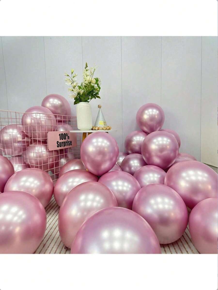 60Pcs Metallic Pink Balloons 5Inch Shiny Chrome Light Pink Balloon Light Purple Metallic Party Balloons Small Pink Chrome Helium Balloon For Birthday Baby Bridal Shower Wedding Party Decoration - Multicolor - View 1