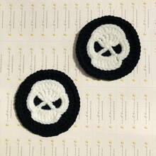 onEternal 2pcs Halloween Skeleton Handmade Crochet Cup Mats, Car Interior Decor
