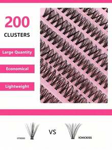 200pcs 8-16mm D Shape Volume Eyelashes - Natural Thickness, Fluffy Reusable For Home Professional Eyelashes, Easy To Apply Eyelash Extension, Reuse Eyelashes |   Natural Thick Eyelashes |   Durable Eyelashes, Eyelash Extension - D - 查看 7
