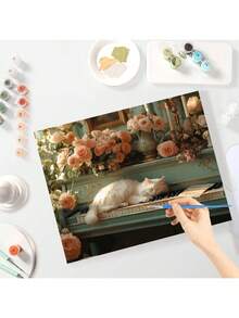 1/2pcs Paint By Numbers Kits Cat Animals Diy Painting By Number Kit For Adults Handpainted Home Wall Decorations 40x50cm/16x20inch Without Frame