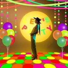 5/15/25/40 件霓虹派对装饰圆形卡片发光装饰带荧光纸双面夜光圆盘适用于生日发光派对用品和装饰、圣诞节 - Colorful - 查看 4