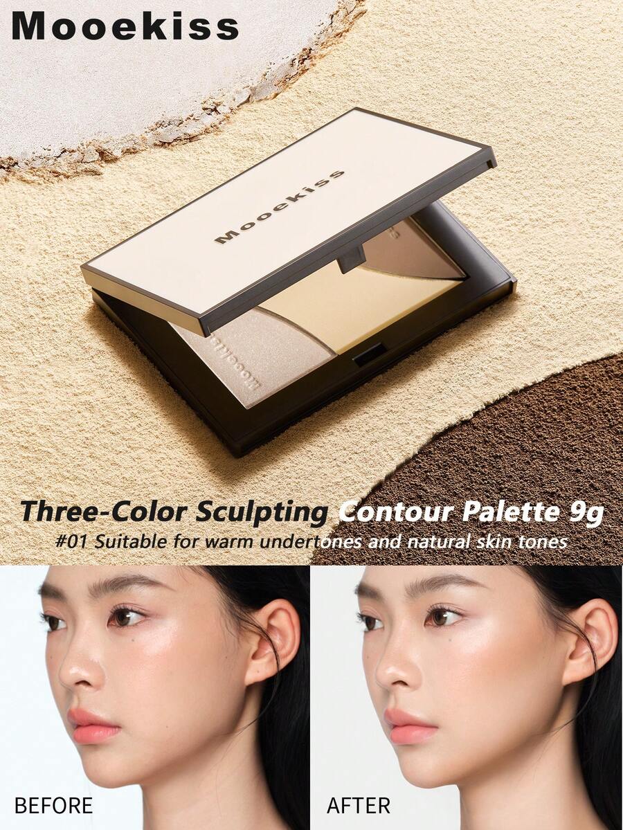 Mooekiss 3-Color Contour & Bronzer Palette No.01, 9g