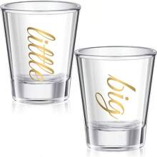 2 Pcs Sorority Big Little Shot Glasses With Thick Base Big Little Sorority Gifts 2 Oz Tequila Shot Glasses CupsRed