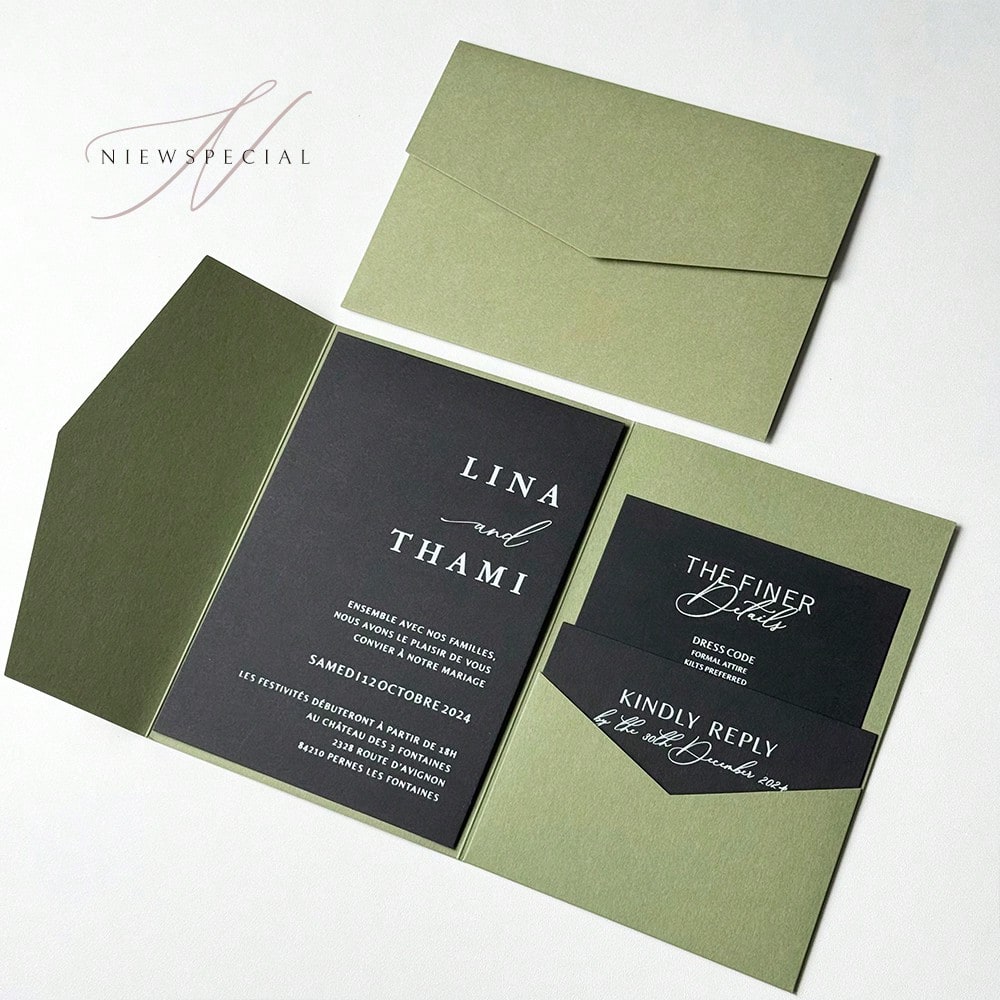NIEWSPECIAL 25 wedding invitation card tri-fold with envelopes, simple engagement invitation cards, 15th birthday, baptism, DIY in...
