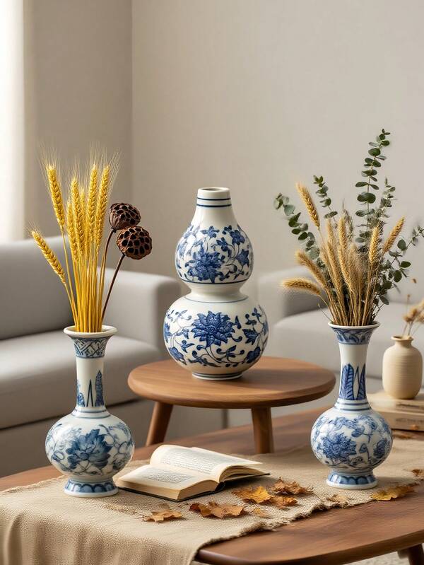 Blue And White Porcelain Ceramic Vase Decorative Ornaments, Desktop Vase, Living Room Museum Porch Decorations, The Best Choice For Holiday High-Grade Gifts. Home Decor Room Decor Flower Vase Glass Vase