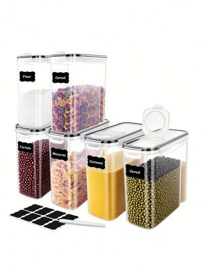 4pcs/4L Large Food Storage Containers With Lids, Airtight Food Storage Containers For Kitchen Pantry Organization And Storage, Plastic Storage Canisters With Lids, For Cereal, Pasta, Flour & Sugar, Kitchen Supplies