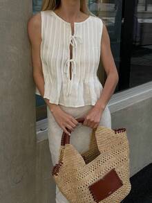 Áo thun nữ mùa hè vải lanh màu trắng trơn phong cách Boho thanh lịch, áo cánh xếp ly nửa vạt, không tay, thích hợp cho các lễ hội âm nhạc, hòa nhạc, tiệc tùng, trang phục hàng ngày thời trang cho bé gái, kỳ nghỉ ở bãi biển, mặc nhà hoặc đi chơi, phong cách Bohemian - trắng - Xem 8